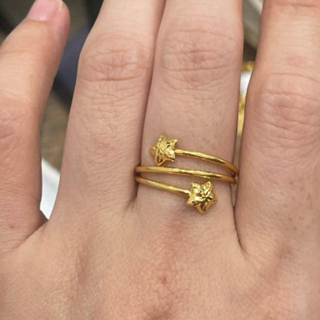 Cincin cincin model silang bintang bunga / hati kristal empat motif emas 700
