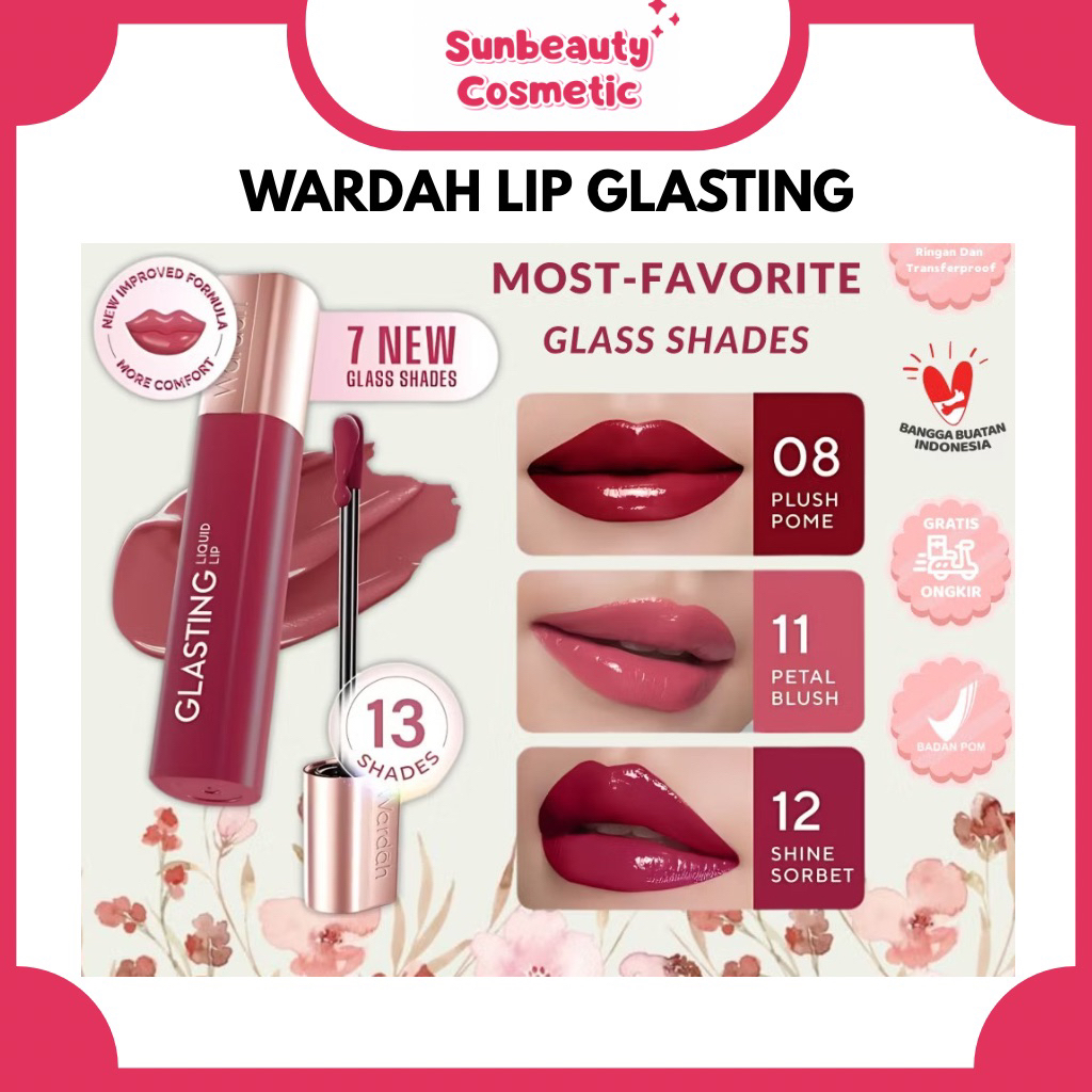 WARDAH Liquid Lip Glasting Plump Indonesia | 3.5g | WARDAH Glasting Liquid Lip Hi-Pigmented Glass Co