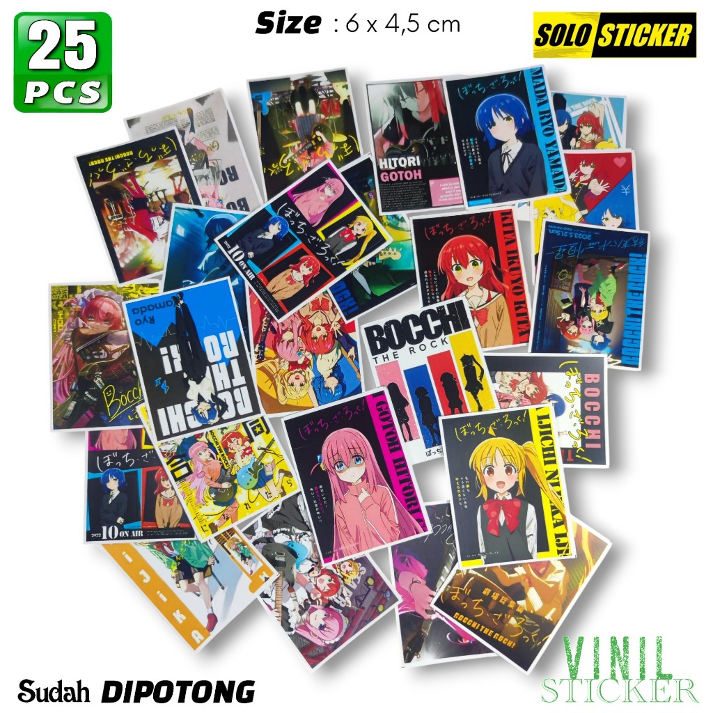 

Paket 25 pcs Sticker Anime Bocchi The Rock Vinil - Anti Air, Sudah Dipotong