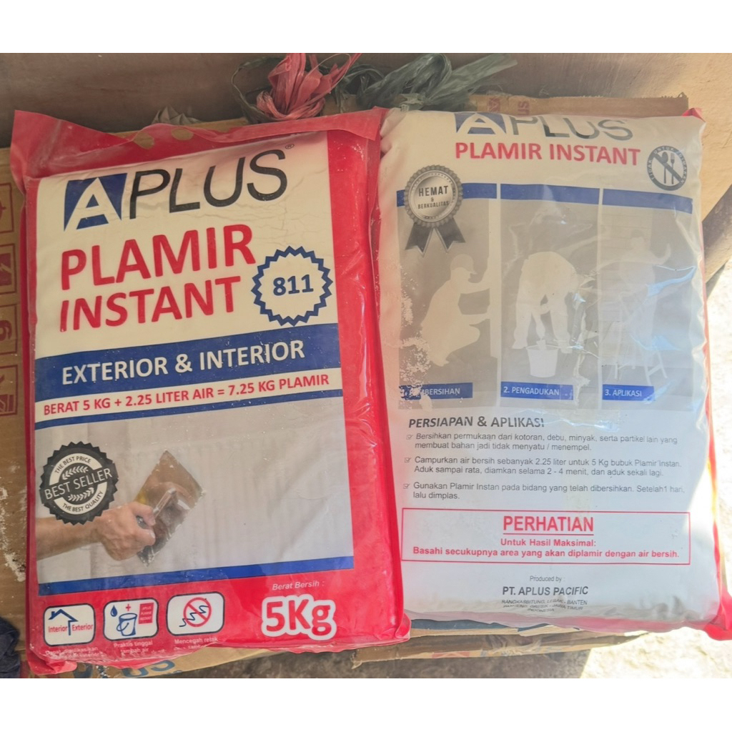 Plamir Aplus , plamir instan, plamir tembok instan. Plamir jadi.