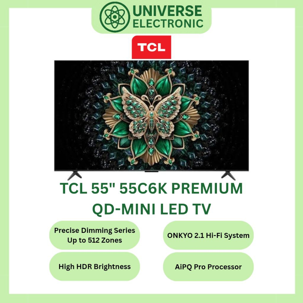 TCL 55C6K PREMIUM QD-MINI LED 4K TV 55 Inch