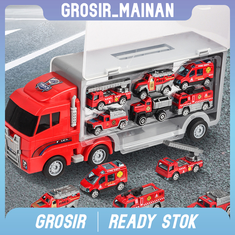 Mainan Anak Truk Kontainer Truck Vehicle Alloy Diecast Model