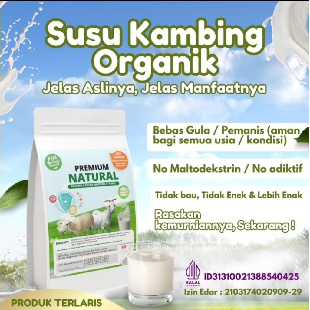 

SUSU KAMBING ETAWA ORGANIK PREMIUM 1 KG NON GULA / PEMANIS BUATAN