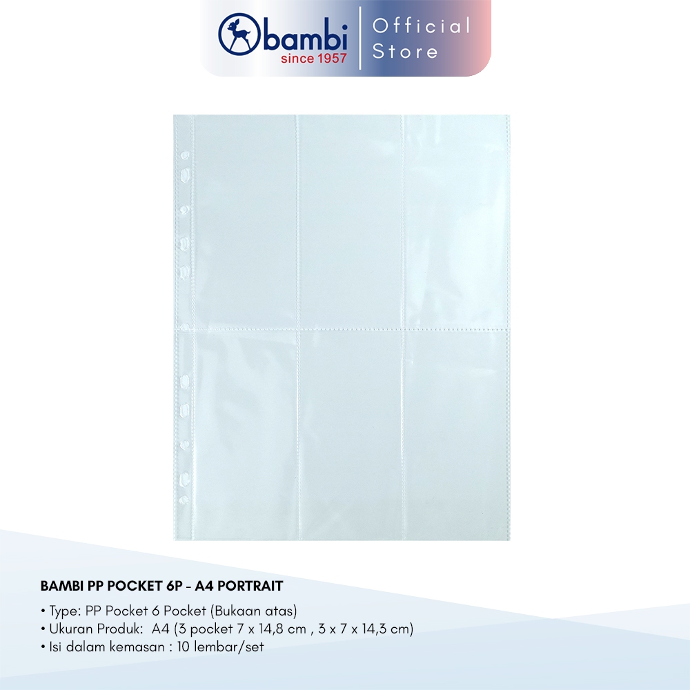 

Bambi Document Pocket A4 6 Pocket Isi 10 Lembar Tipe Photocard Sleeve Original