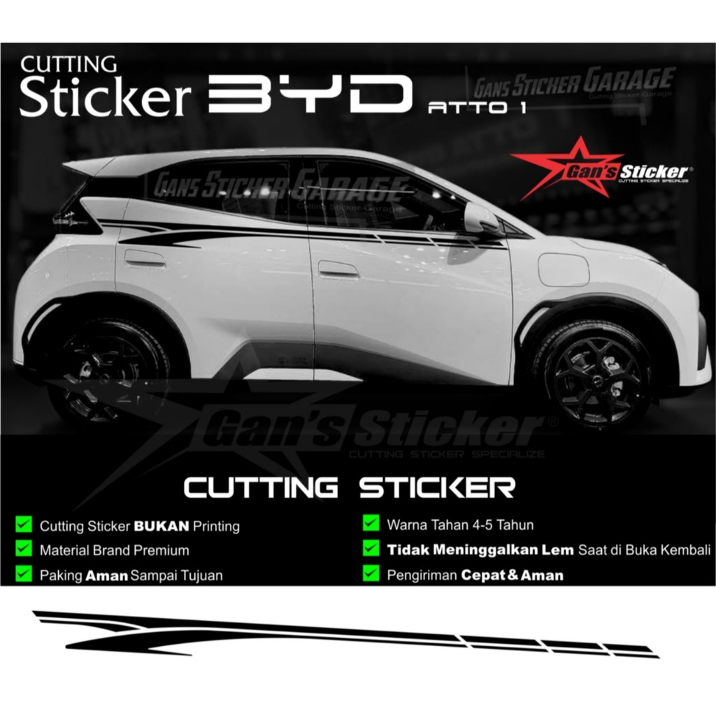 Sticker Cutting Mobil Listrik BYD Atto 1 Aksesoris Mobil Listrik BYD Atto 1