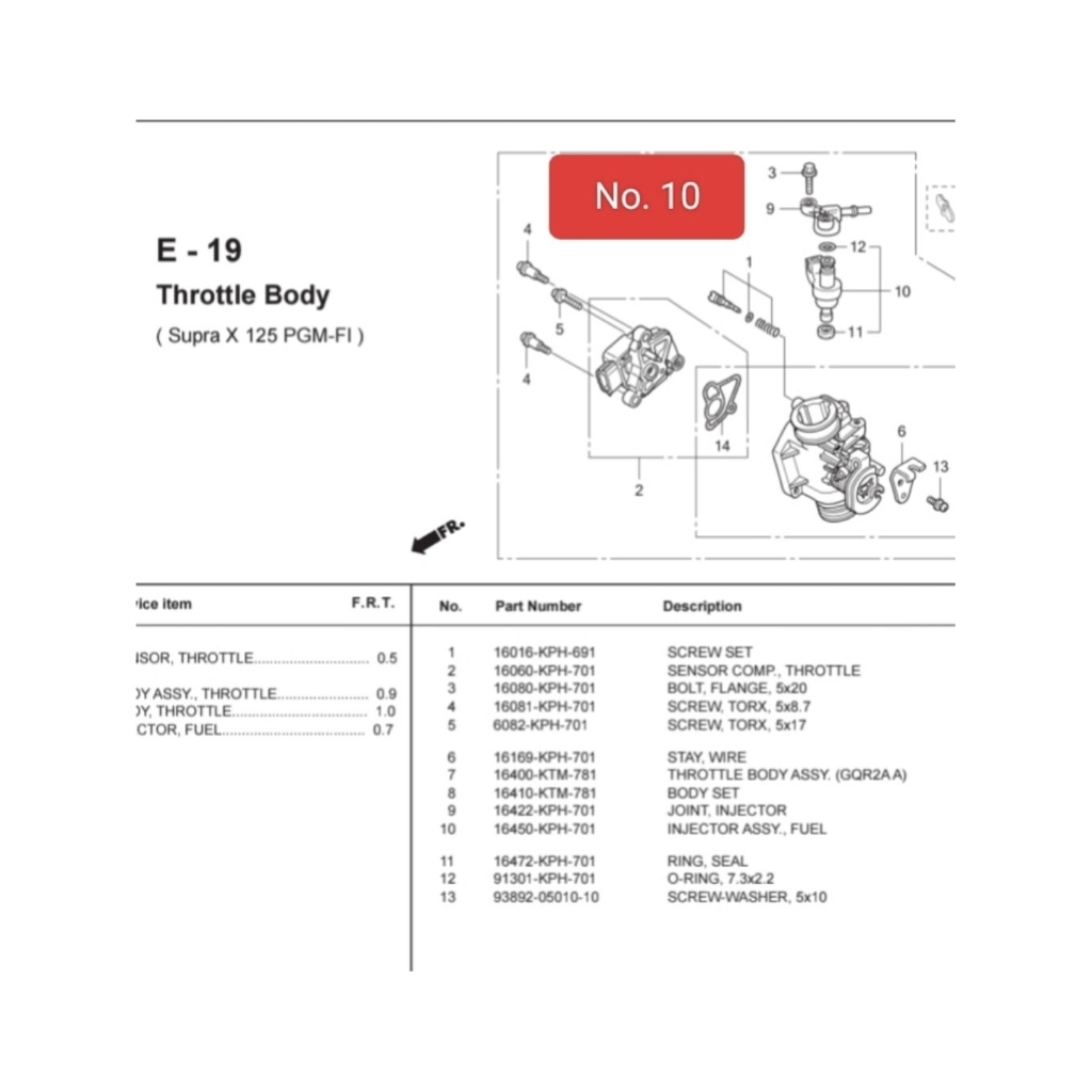 Injektor assy fuel untuk motor Supra x 125FI Old dan Supra x 125 FI Batman number part 16450KPH701