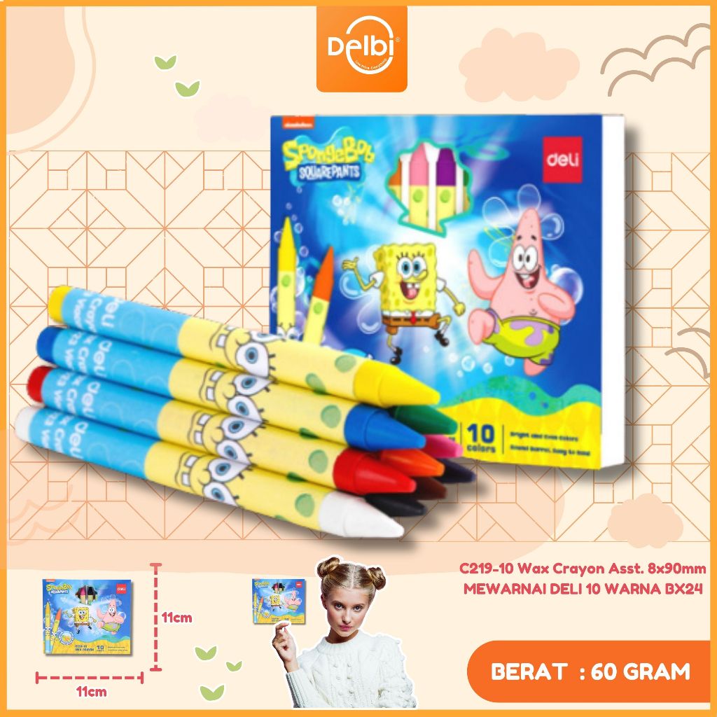 

Deli Krayon / Wax Crayon warna SC219-10 Wax, C219-16 Wax Crayon pongebob Special Edition C219-24 Wax Crayon Asst. 8x90mm