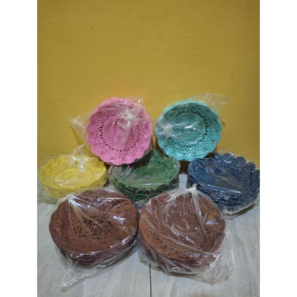 (harga per 1 Lusin) jikin piring plastik | motif kembang | kuat awet higienis (1 Lusin)