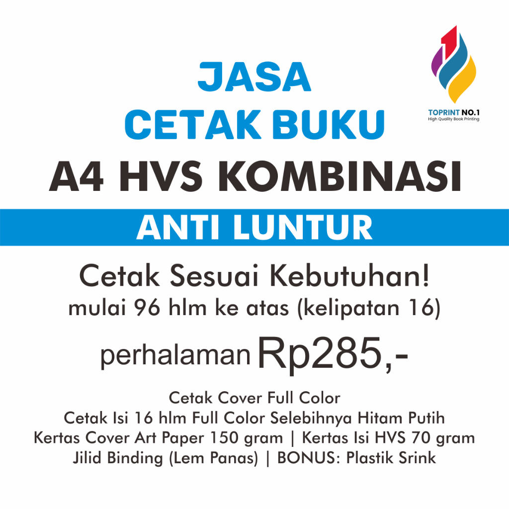 

Jasa Cetak Buku A4 HVS Kombinasi Perhalaman (16 hlm Full Color Selebihnya Hitam Putih)