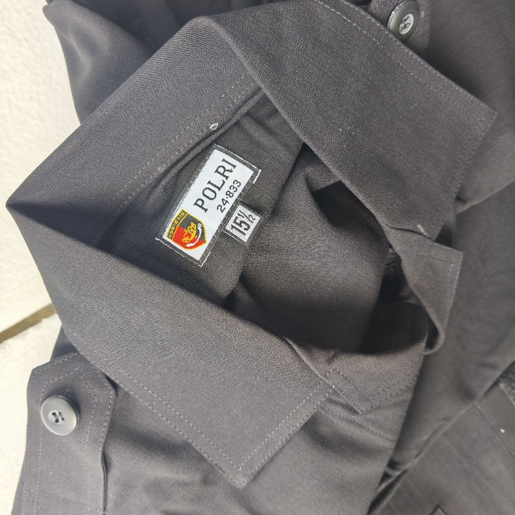 Kemeja PDL II Hitam Pembagian Polri Brimob Kain Halus