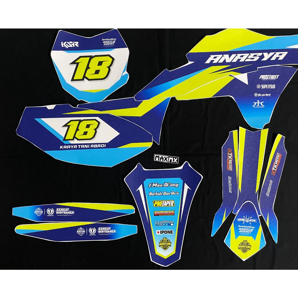 Decal Stiker KlX 150 Gordon Supermoto Dekal Sticker Striping Klx Gordon Full Body hitam merah hijau 