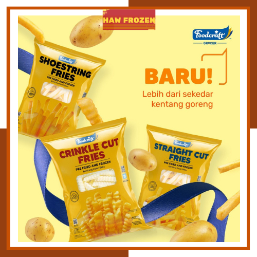 

Foodcraft Kentang Goreng Shoestring dan Crinkle Tekstur Renyah 1kg