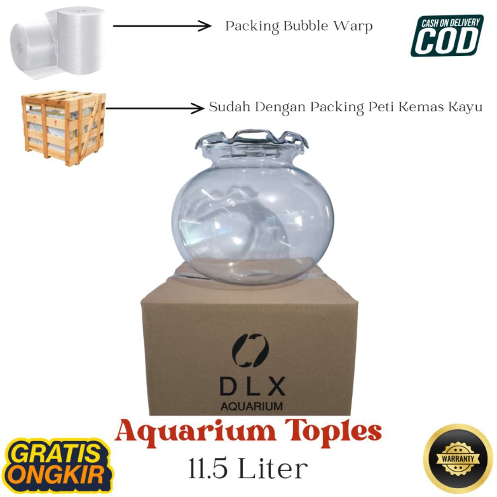DLX Aquarium 11.5 Liter Aquarium Bulat Toples Serbaguna Ikan Hias Vas Bunga Hiasan Rumah Undian Pack