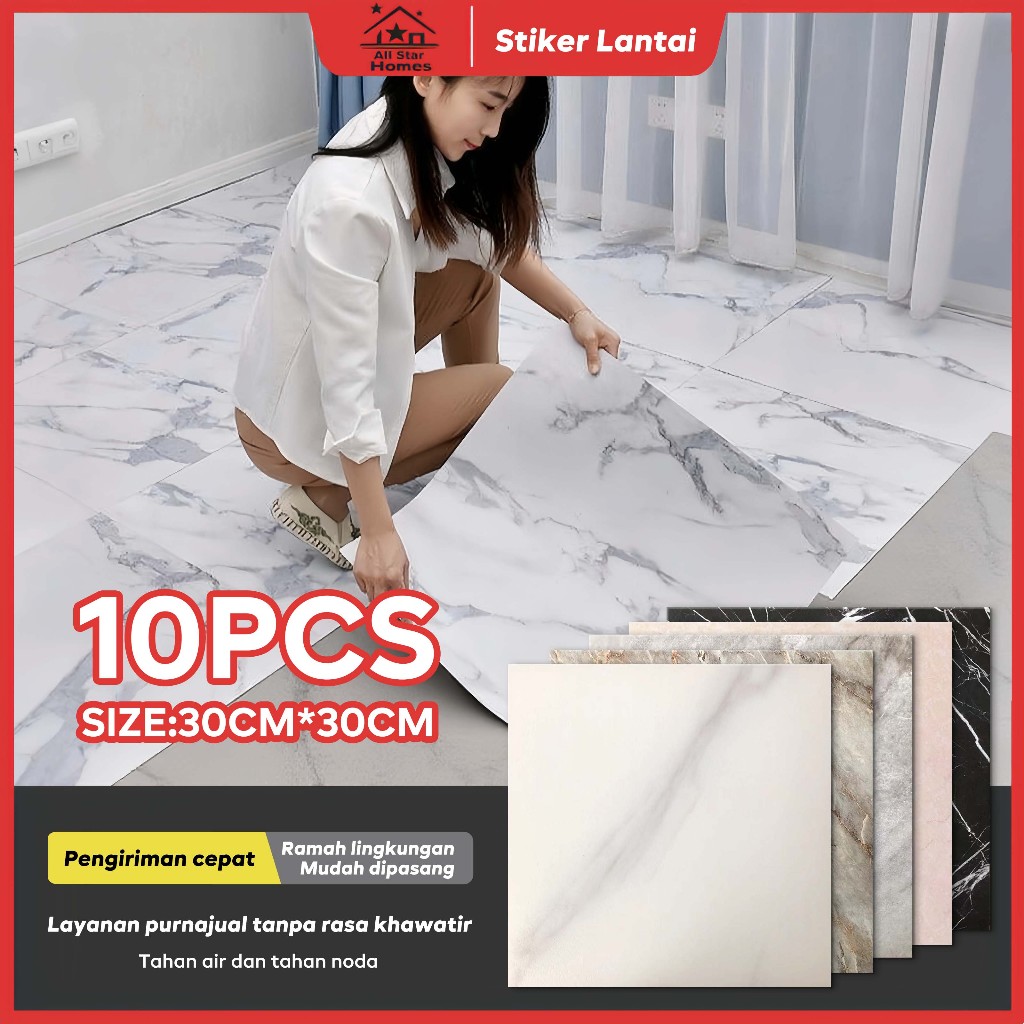 10pcs Vinyl Lantai Marbel / Vinyl Sticker Lantai Marmer Granit /  Wallpaper Dinding / Stiker Lemari 
