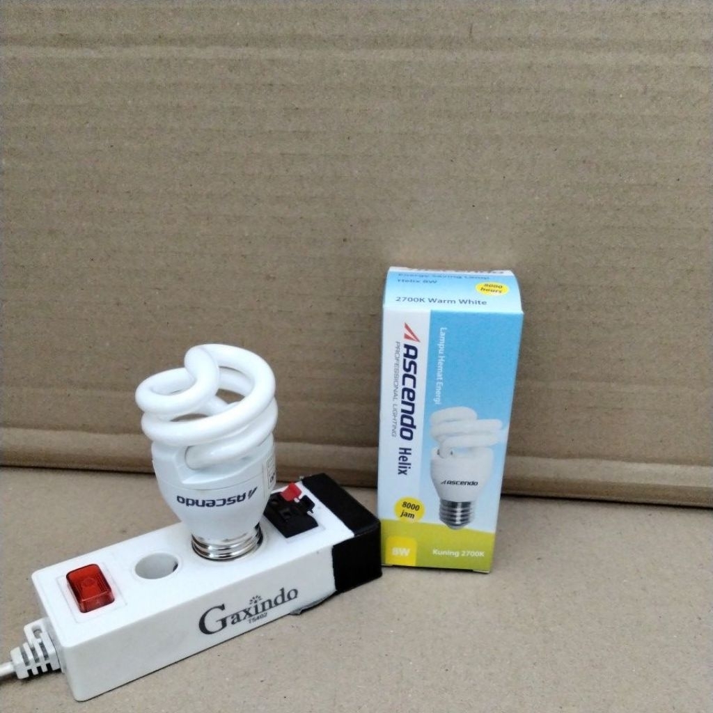 Lampu Spiral Ascendo 8 Watt kuning super terang