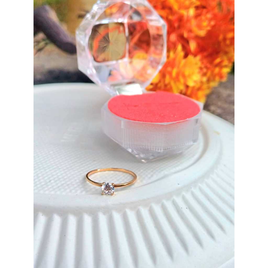 Cincin Emas Asli Mata 1 Cincin Kawin Simpel Elegan untuk Wanita Hadiah Ulang Tahun Istimewa Cincin C