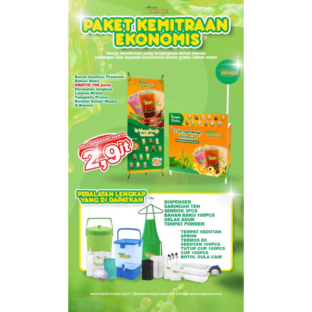 

Paket Ekonomis Es Teh Remaja Khusus mitra oku selatan