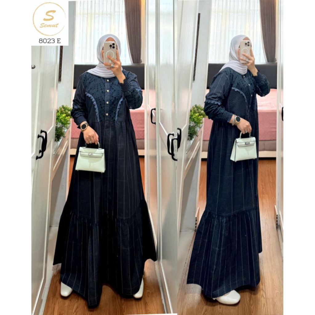 Indah Fashion-Gamis Katun Semut By Syaina Premium Dress Kekinian Motif Remaja Dewasa Cantik Dan Mewa