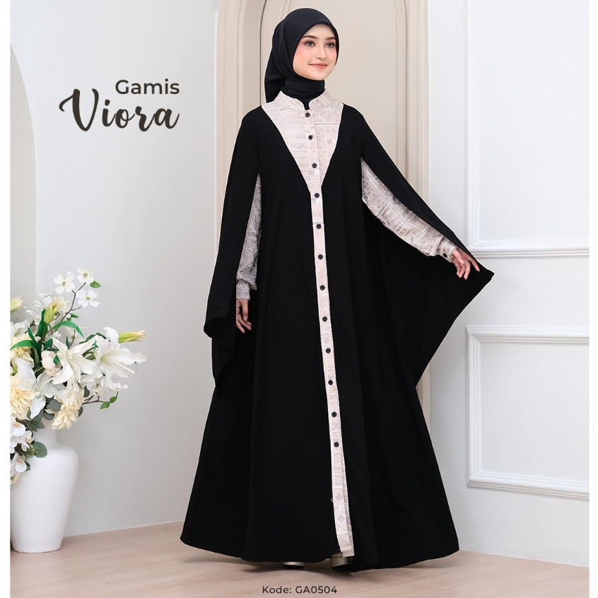 CU2K Abaya Viora Hitam Jetblack Gamis Bordir Cantik Mewah Modern Maxi Dress Wanita Terbaru