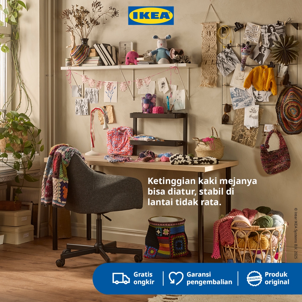 IKEA LAGKAPTEN/ADILS Meja Minimalis Berkualitas Efek Kayu Oak/Hitam 120x60 cm