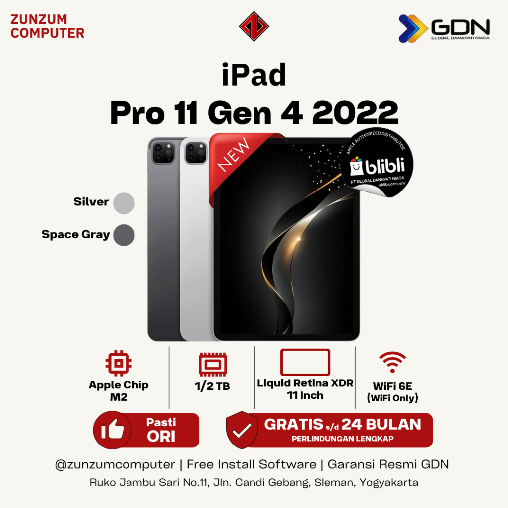New iPad Pro Gen 4th 2022 11inch 128GB Garansi Resmi GDN Apple Original