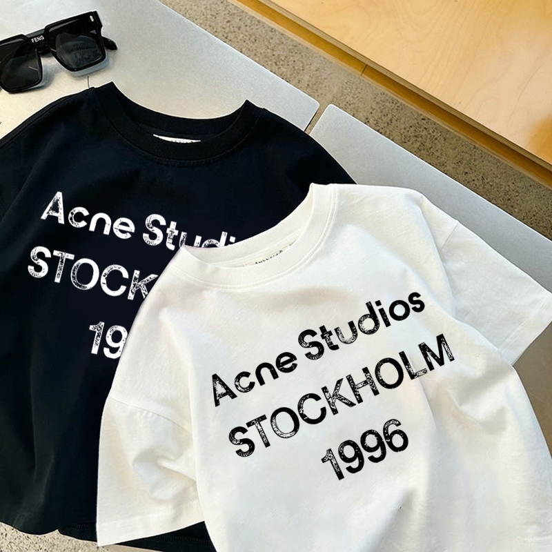 korea style Putih cocobaby t shirt cotton Kaos Atasan Anak laki-laki Perempuan | Acne Studios STOCKH
