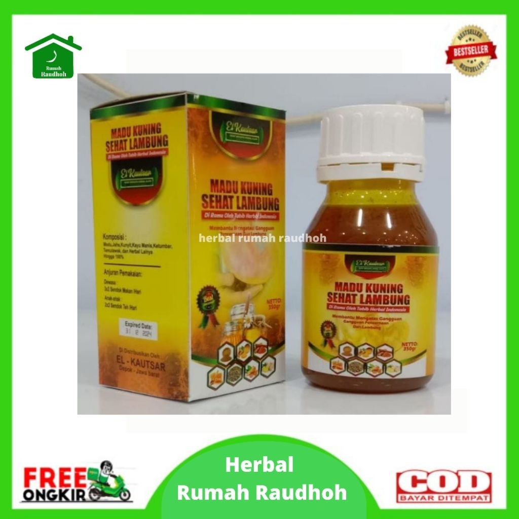 MADU KUNING SEHAT LAMBUNG EL KAUTSAR ORIGINAL 350 GRAM - ATASI MAAG, ASAM LAMBUNG DLL