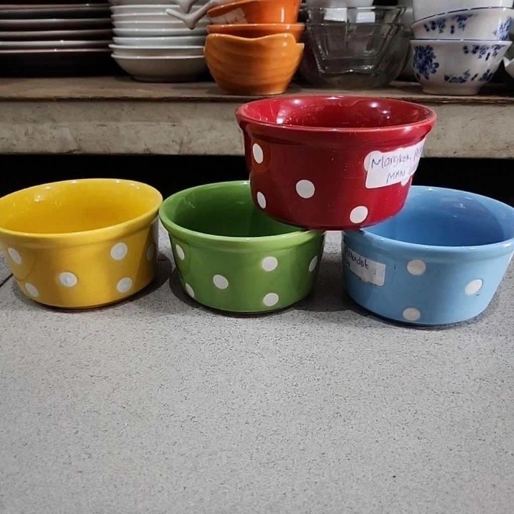 Lisse Sauce Cup Polkadot Man0009 Tempat Saos Keramik Polkadot Mangkok Lucu