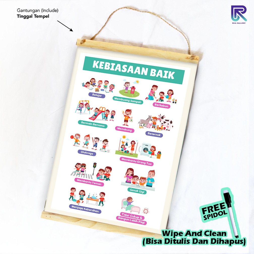 

RHA GALLERY Planner Kebiasaan Baik Anak Edukasi Positif Wipe And Clean List Jadwal Tulis
