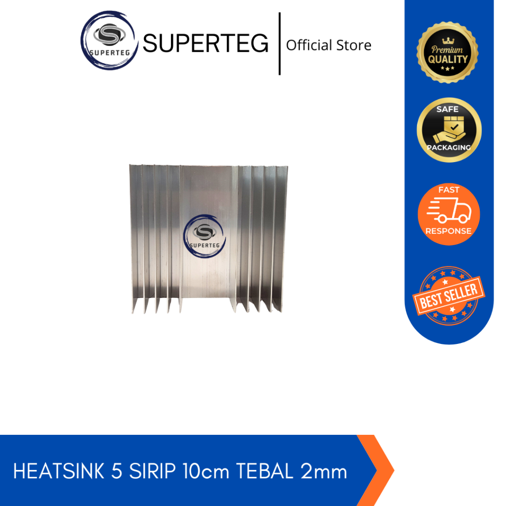 Pendingin 5 Sirip 10CM Tebal 2MM / Heatsink / Pendingin Power 5 Sirip Polos 10CM