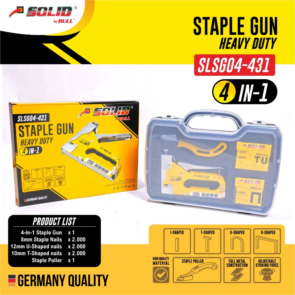 

SOLID Staples Tembak Set 4 in 1 / Staple Gun 4 in 1 / FREE 8000 PAKU / Heavy Duty SLSG04-431