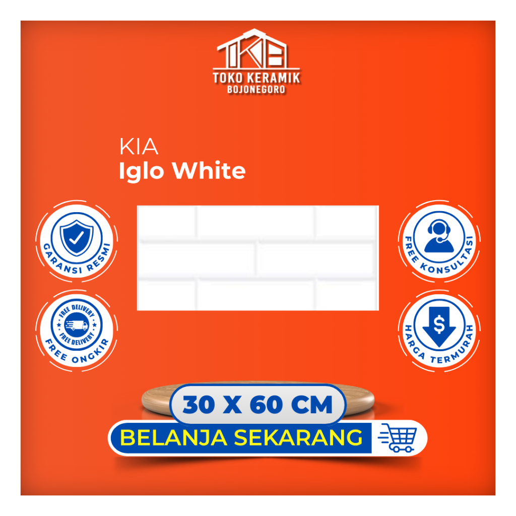 Keramik Dinding Dan Lantai Glossy motif Batu Ringan 30x60 KIA Iglo White