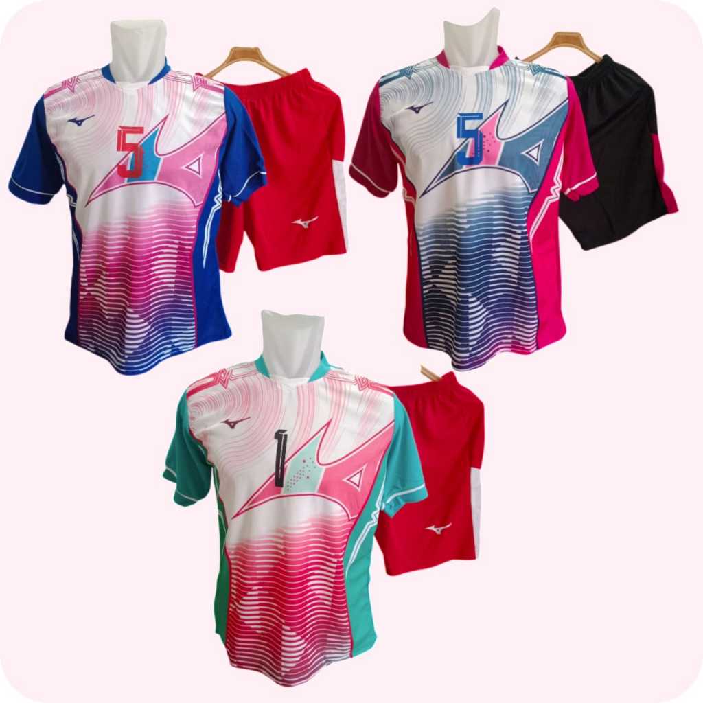 Setelan Voli lusinan jersy Voli Lusinan Bernomer Punggung Printing