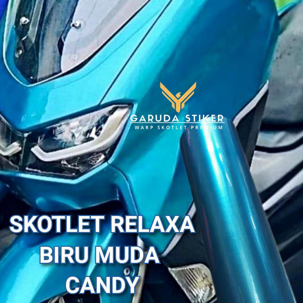 Stiker Skotlet Motor Biru Muda Candy Metalik
