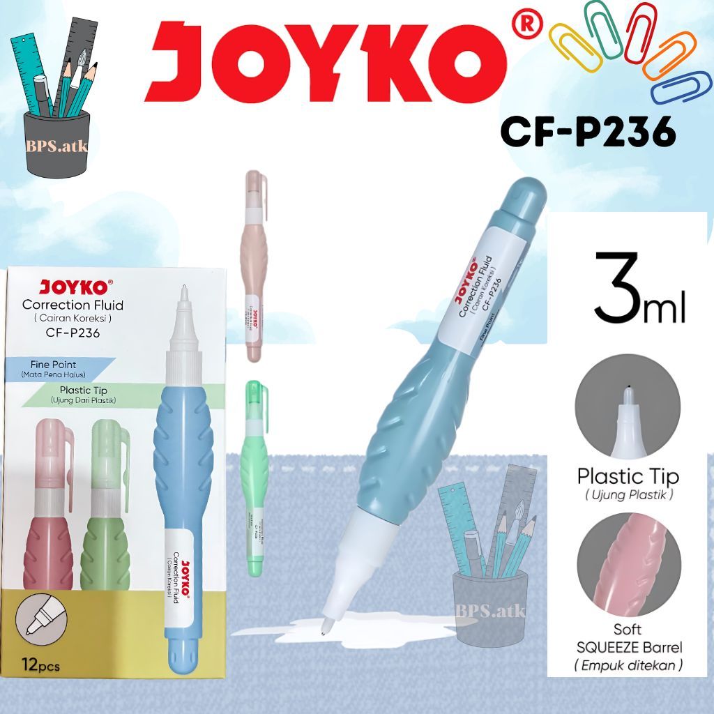 

(12 pcs) JOYKO Correction Fluid Cair / Tip x Cair CF-P236 Koreksi Penghapus Cair