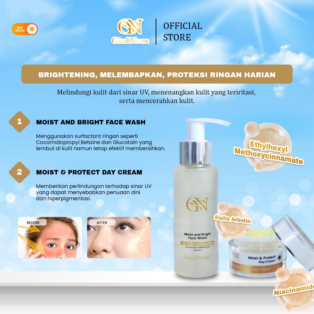 Guzel Noore Triple Action Formula [2 PCS] Bundling Skincare menyatu dengan kulit untuk tampilan cera