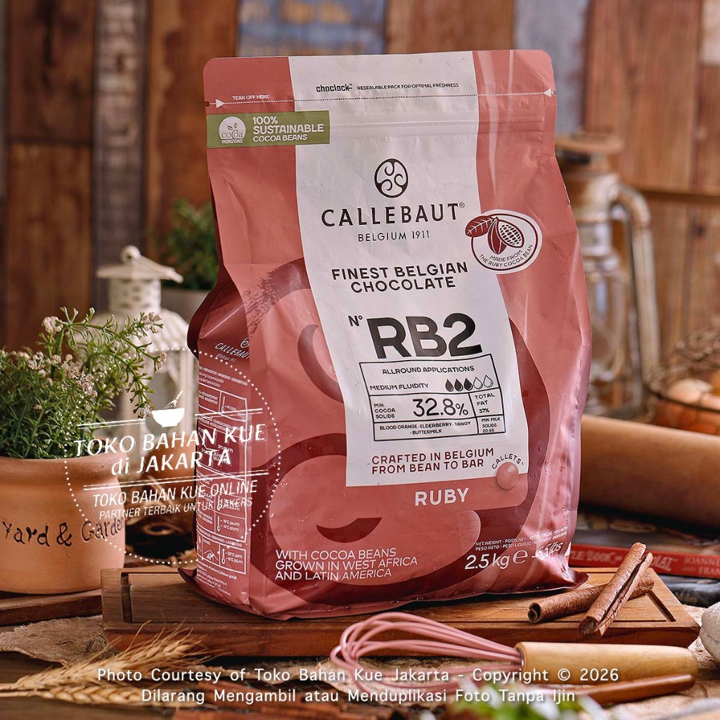 

Callebaut RUBY 2,5kg Couverture Chocolate RB1 Cokelat 32,8% Fruity