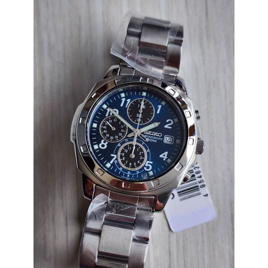 Seiko SND193P Blue Sunburst 7T92-0CA0 Quartz Chronograph New Tanpa Box