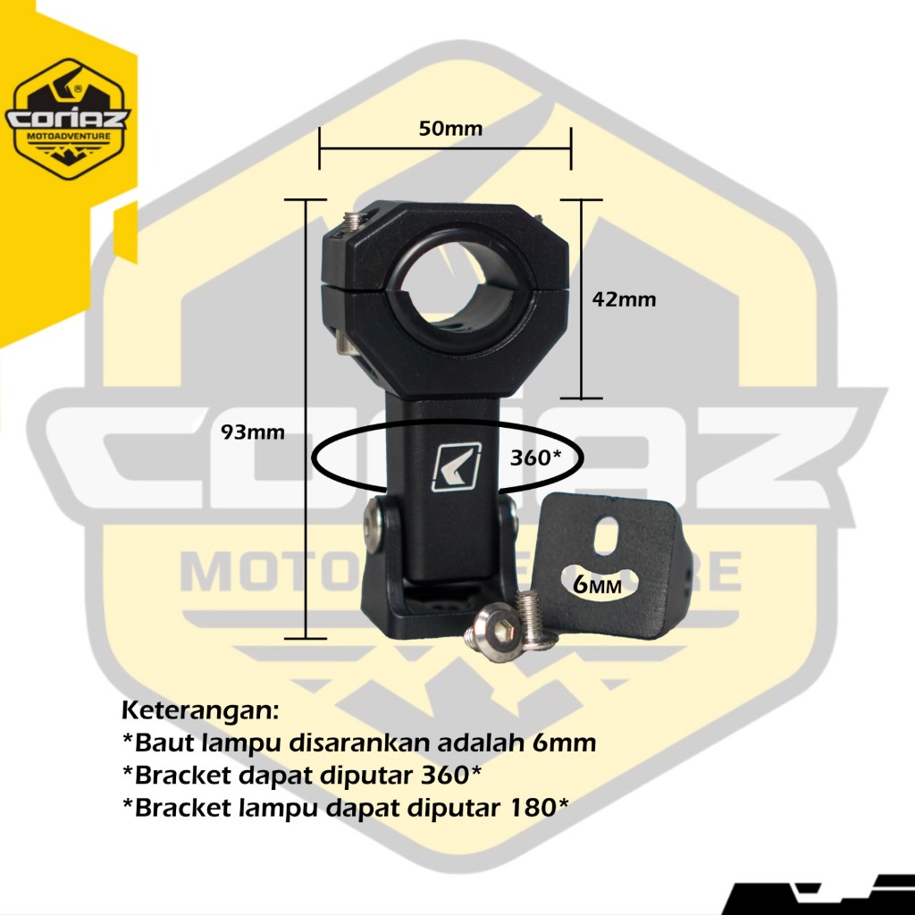 Pivot Bracket Spottlight / Bracket Lampu