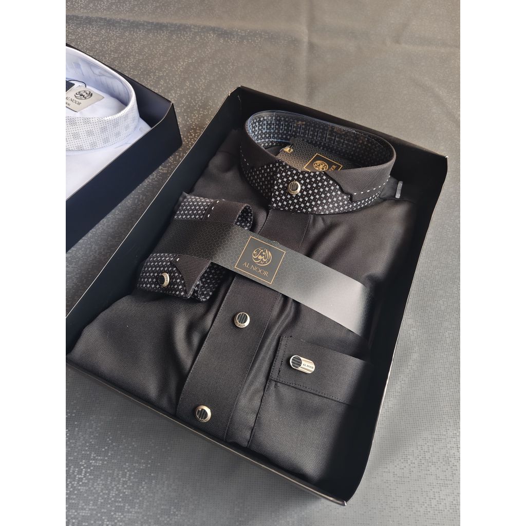 Jubah al noor hitam premium katun