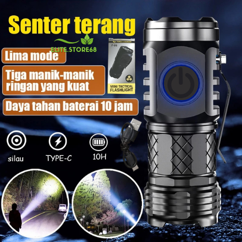 Senter Mini Saku 5 Mode Super Terang COB WORK LIGHT Lampu / Senter Mini Super Terang