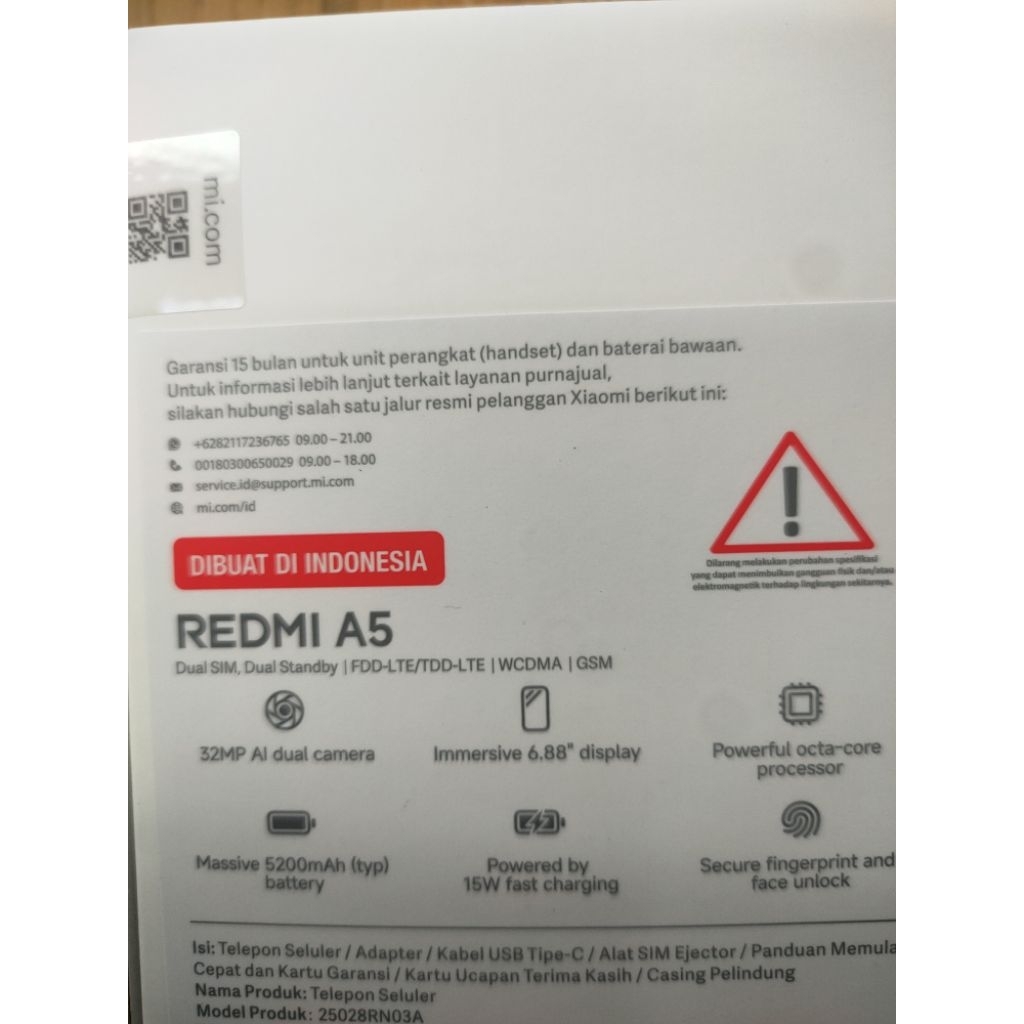 

kotak kardus ORI redmi a5