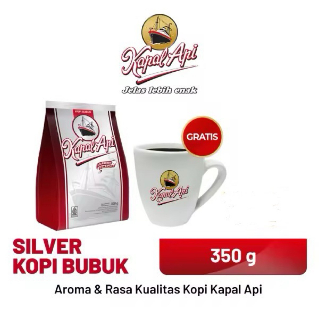 

Kopi Kapal Api silver 350 gram + gratis mug gelas