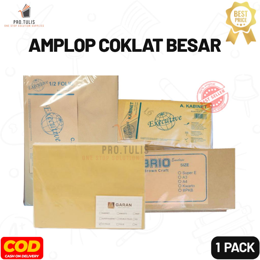 

(100 PCS) Amplop Coklat Polos Ukuran Lengkap. ProTulis