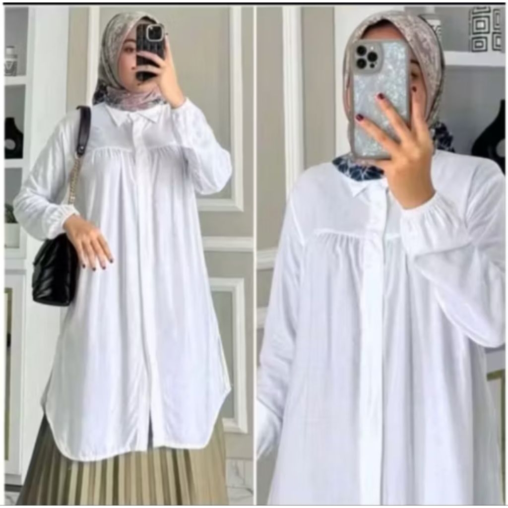 TUNIK POLOS RAYON TWILL // TUNIK REMPEL DADA // TUNIK WANITA// TUNIK POLOS