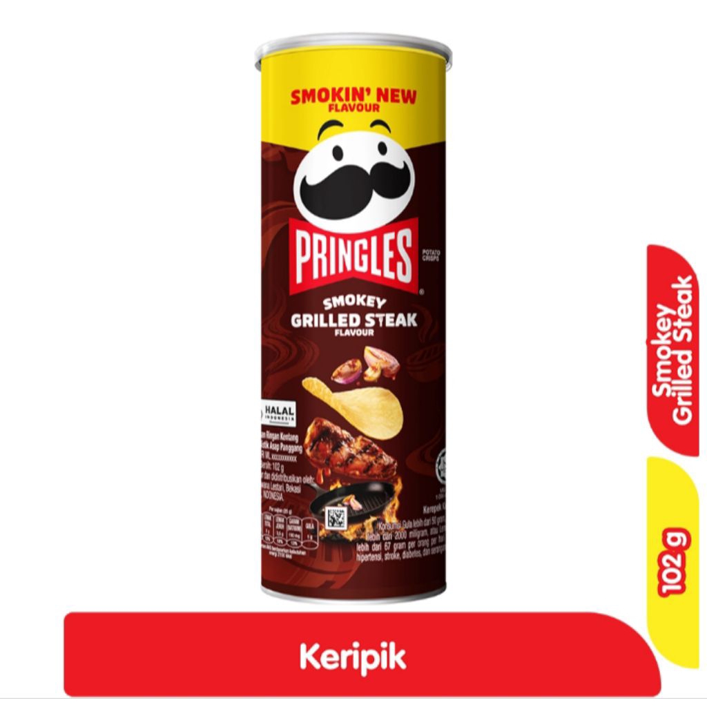 

Pringles Keripik Kentang Smokey Grilled Steak Kaleng 102 g