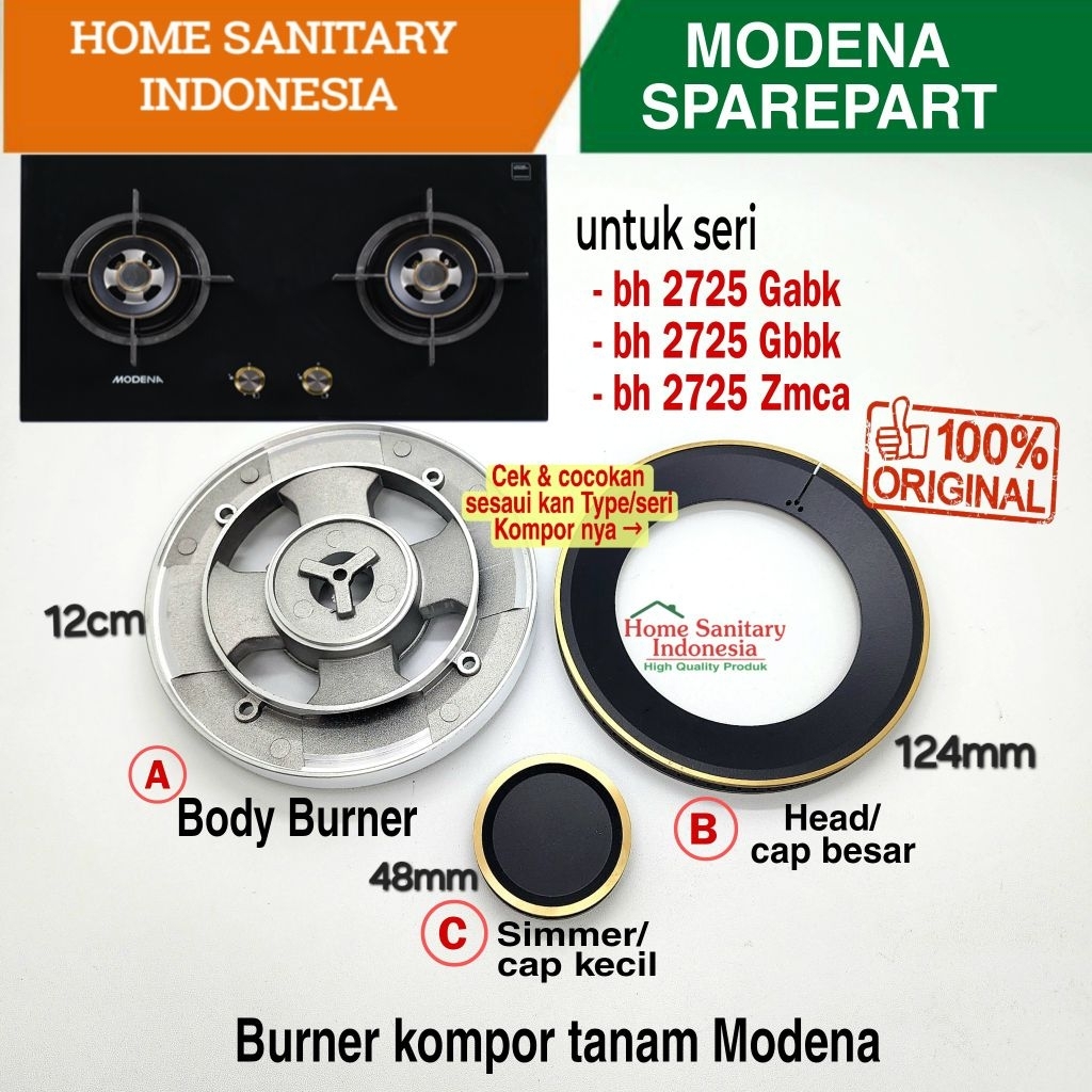 HSI | Sparepart MODENA Burner Bh 2725 Gabk , bh 2725 Gbbk , bh 2725 Zmca Kompor Tanam Original