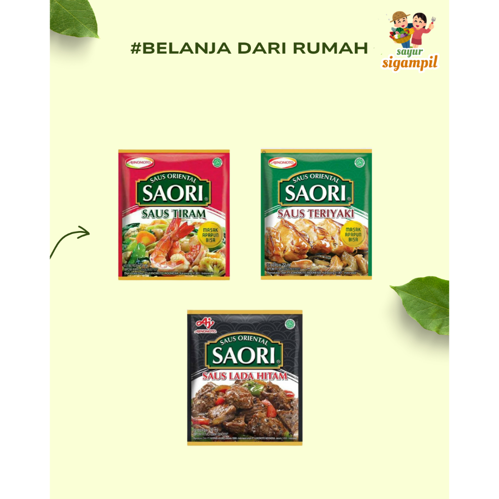 

Saori Saus Tiram / Teriyaki / Lada Hitam Saset Instant 30gr