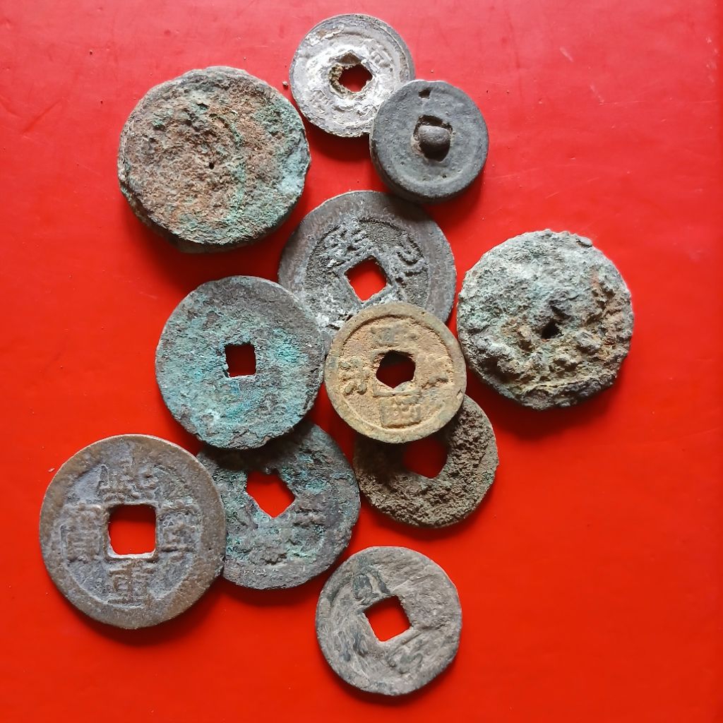 Koleksi Temuan Galian Tanah dan Sungai Artef4k Macam2 Koin Gobog KUNO Dari Berbagai Dinasti