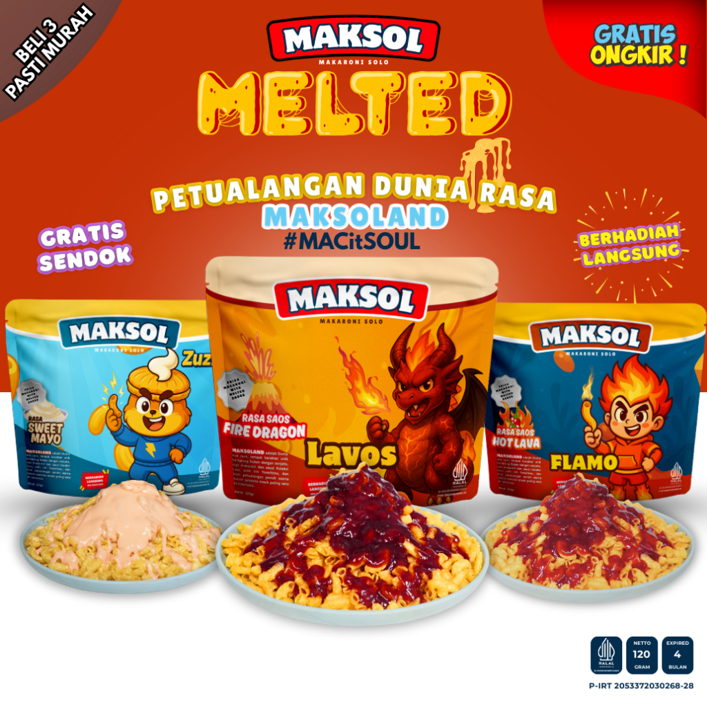 

MAKSOL MELTED BUNDLING 3 - MACARONI SOLO MELTED SAOS PEDAS